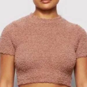 skims brown cozy teddy fuzzy top size small medium